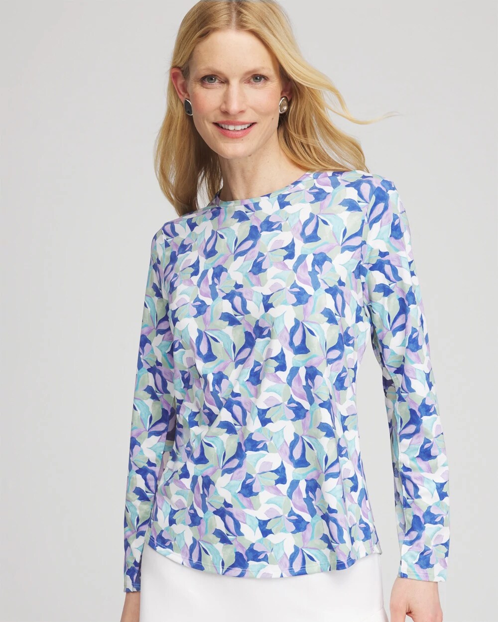ounderrのWITH_LOVE_OVERFIT_STRIPES_LONG_SLEEVE 全3色 Zenergy® UPF Petals Long Sleeved Top | Chico's